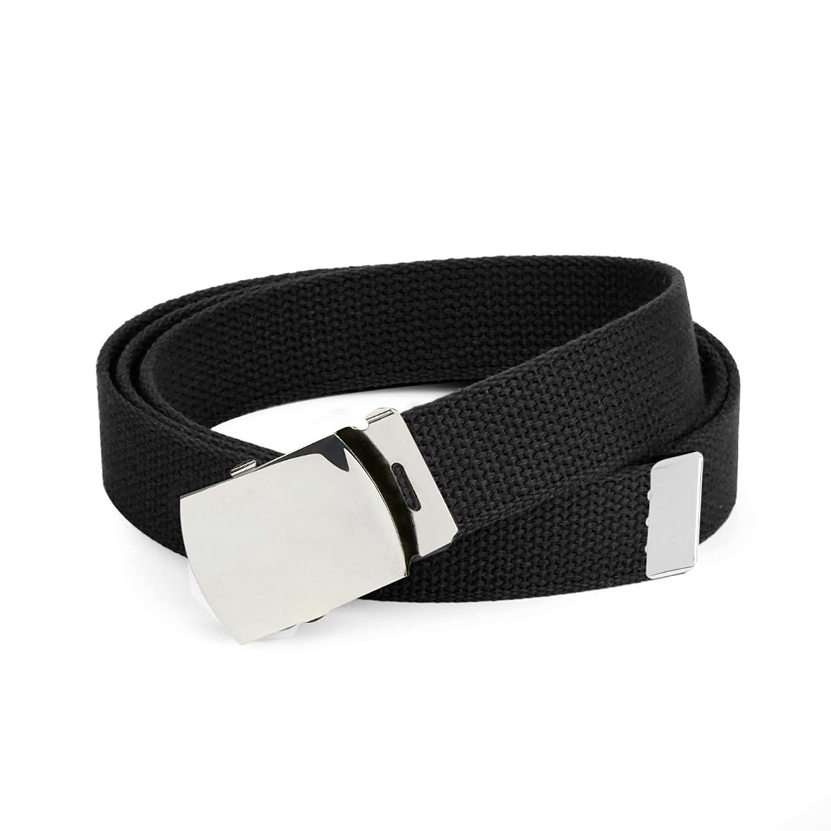 lack Woven Webbing Belt with Metal Slide Buckle