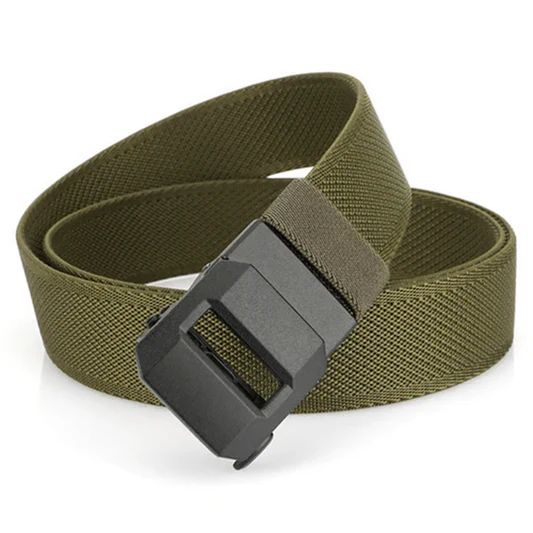 Olive Green Webbing Belt with Quick-Release Buckle
