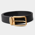 Black Classic Belt with Gold-Tone Pin Buckle