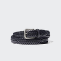 Black Braided Belt with Antique Silver-Tone Buckle